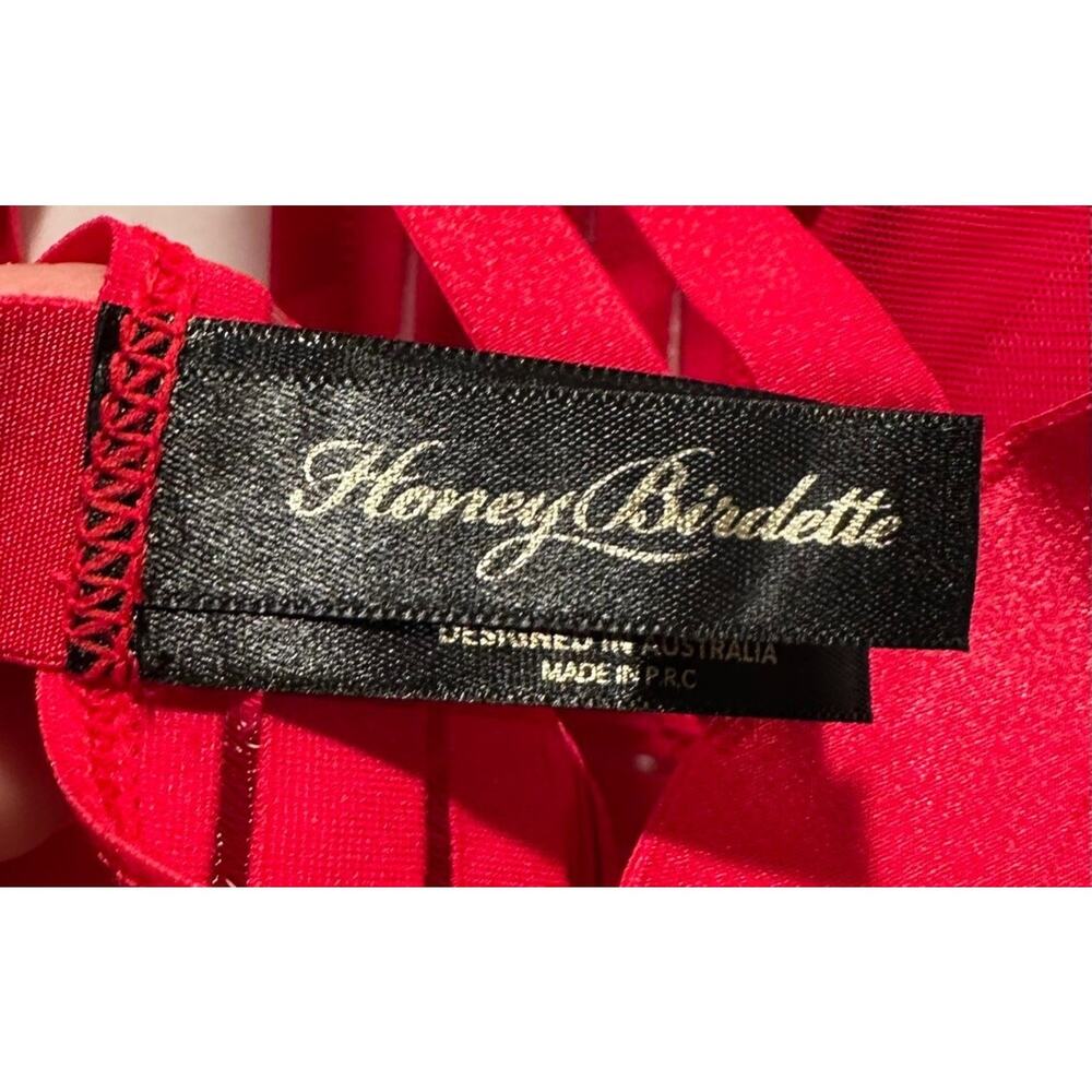 Honey Birdette LINDA C❤️ Raspberry Red Striped Bodysuit XS - Picture 5 of 6